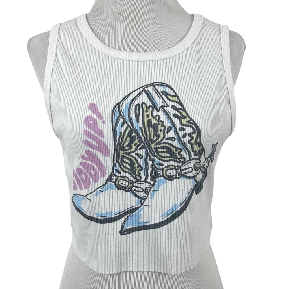 PacSun Princess Polly Cowgirl Boots Crop Tank Western Graphic Women M - Picture 2 of 7